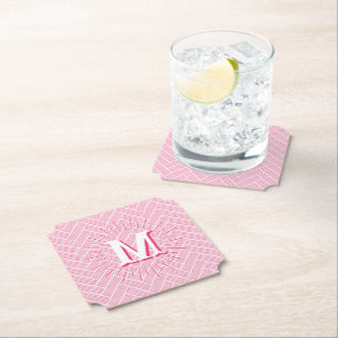 Ripple Herringbone in Pink Personalised Paper Coaster
