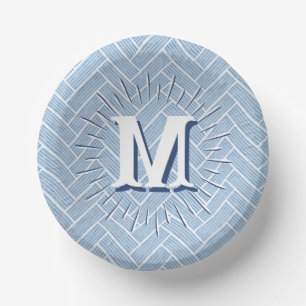 Ripple Herringbone in Slate Personalised Paper Plate