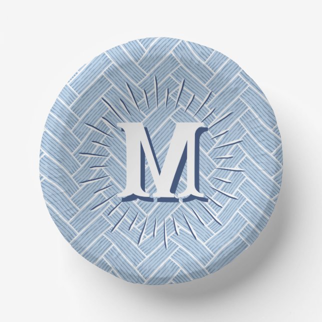 Ripple Herringbone in Slate Personalised Paper Plate (Front)