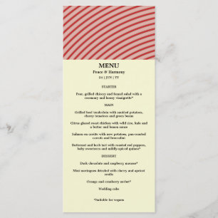Ripple Red Stripes Wedding Menu Card