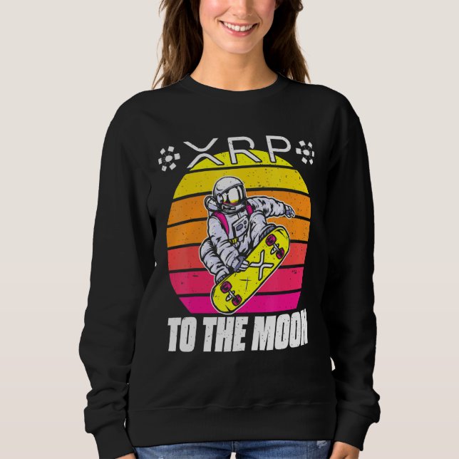 Ripple XRP Astronaut Retro Sunset Blockchain Sweatshirt (Front)