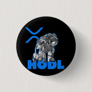 Ripple XRP  Cryptocurrency -Crypto Astronaut-HODL 3 Cm Round Badge