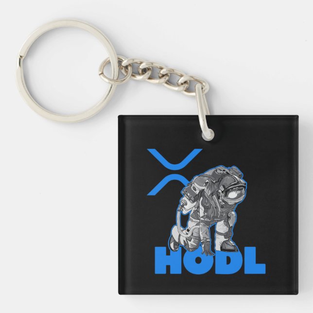 Ripple XRP  Cryptocurrency -Crypto Astronaut-HODL Key Ring (Front)
