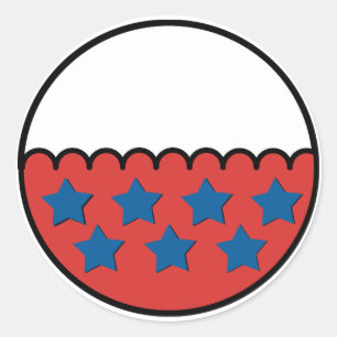 Rippled Border White and Red with Blue Stars Classic Round Sticker