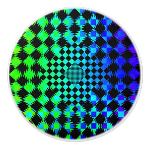 Rippled Checkers by Kenneth Yoncich Ceramic Knob