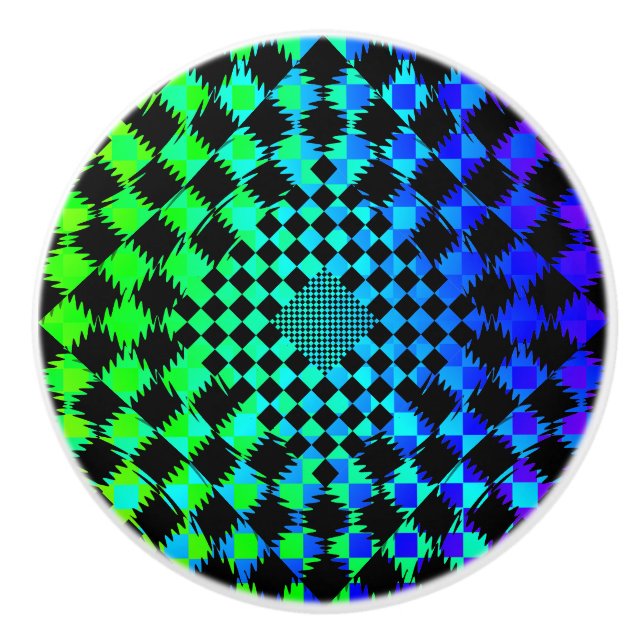 Rippled Checkers by Kenneth Yoncich Ceramic Knob (Front)