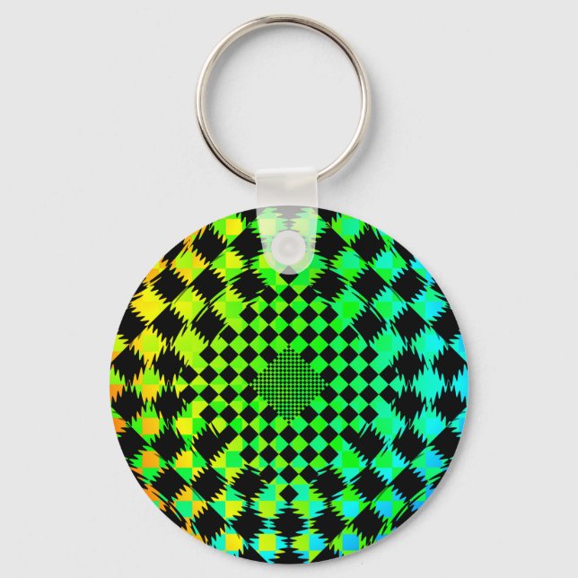 Rippled Checkers by Kenneth Yoncich Key Ring (Front)