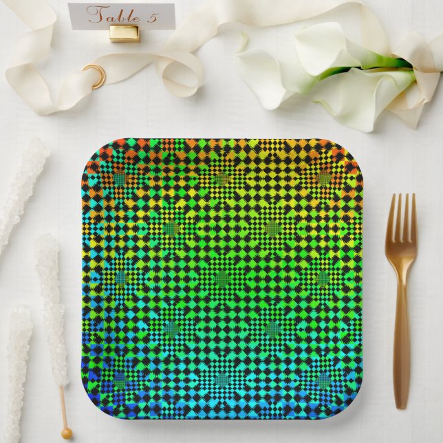 Rippled Checkers by Kenneth Yoncich Paper Plate (Wedding)