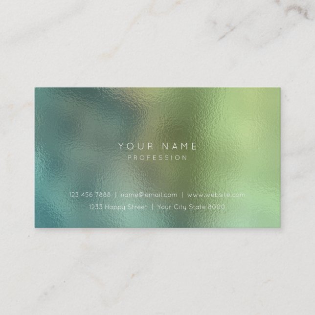 Rippled Glass Teal Greenly Grass Ombre Stylist Vip Business Card (Front)