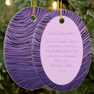 Rippled Opulent Purple And Pink Mum 60th Birthday  Ceramic Tree Decoration