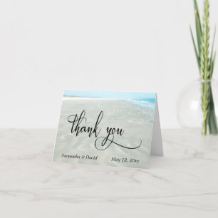 Rippled Sand Aqua Water Photo Beach Thank You Card