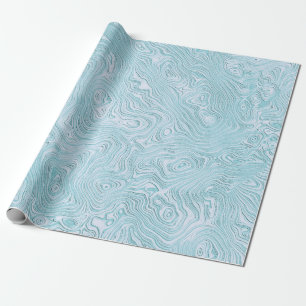 Rippled Silk Moire Pattern in Cool Aqua Wrapping Paper