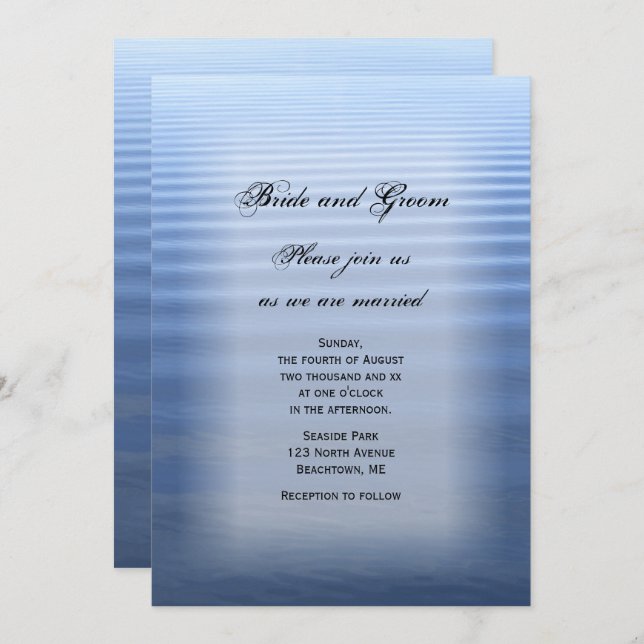 Rippled Water Beach Wedding Invitation (Front/Back)