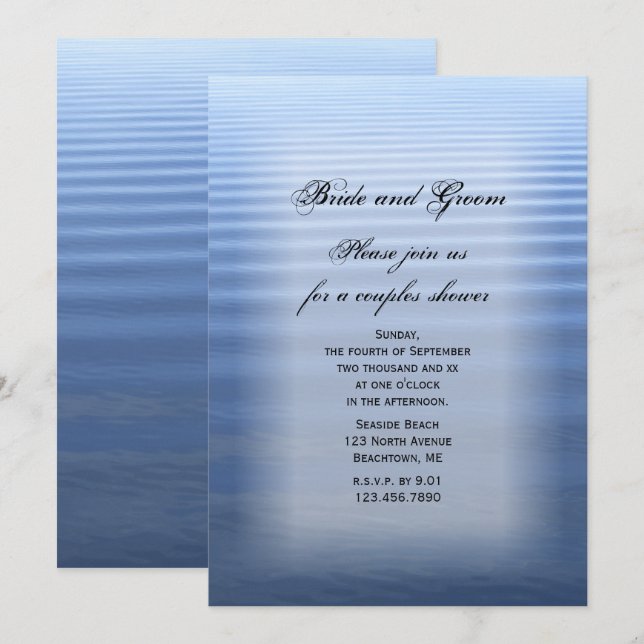 Rippled Water Couples Wedding Shower Invitation (Front/Back)