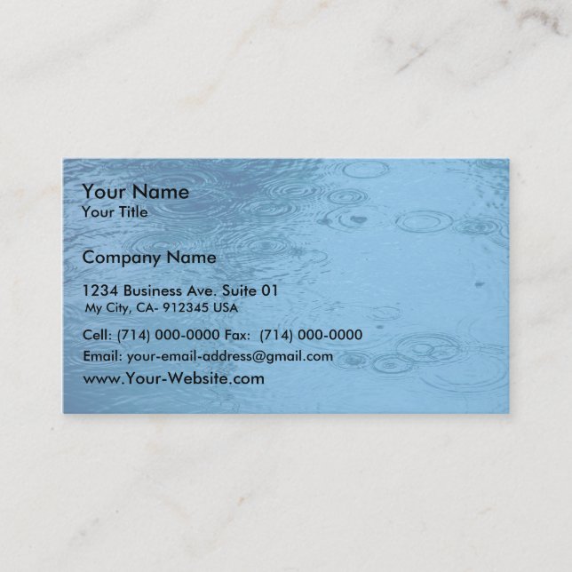 Ripples Form Rain On Puddle Business Card (Front)