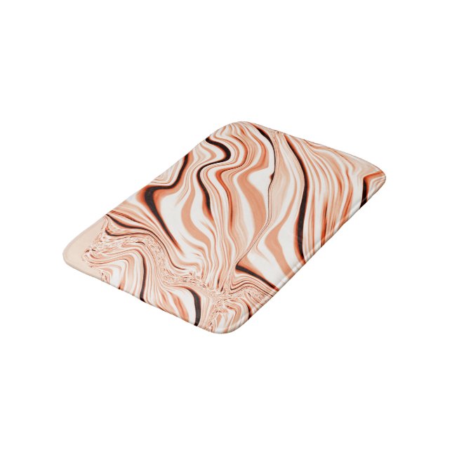 Ripples in shades of beige, curved brown cylinder bath mat (Angled)