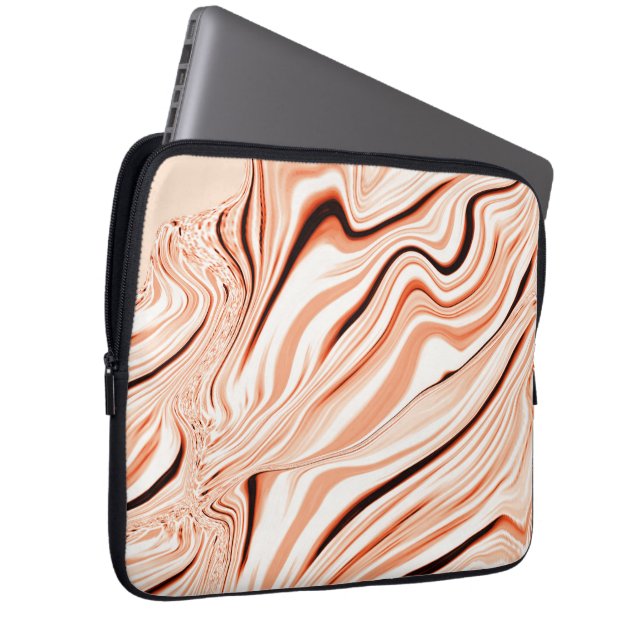 Ripples in shades of beige, curved brown cylinder  laptop sleeve (Front Right)