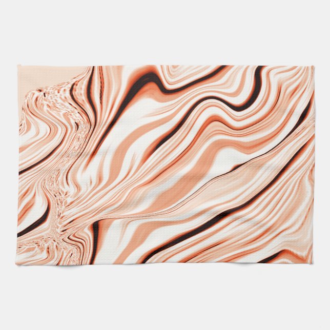 Ripples in shades of beige, curved brown cylinder tea towel (Horizontal)