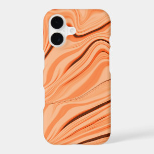 Ripples in shades of orange, curved brown cylinder