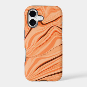 Ripples in shades of orange, curved brown cylinder