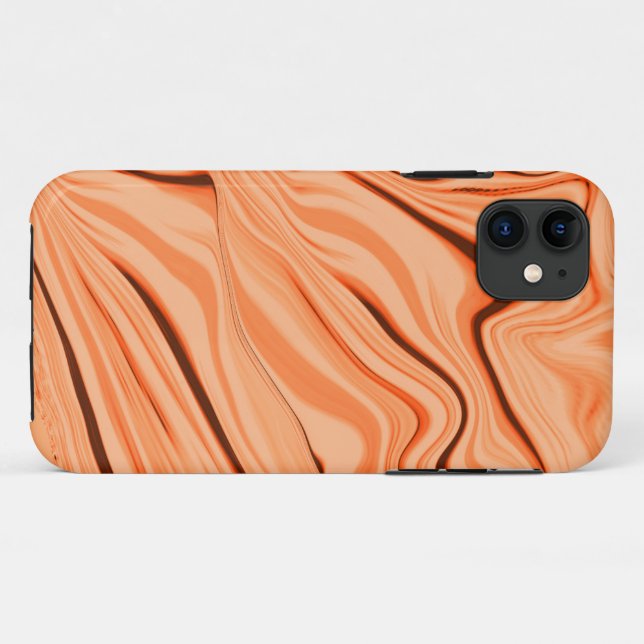 Ripples in shades of orange, curved brown cylinder Case-Mate iPhone case (Back (Horizontal))
