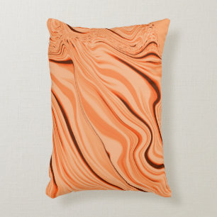 Ripples in shades of orange, curved brown cylinder decorative cushion