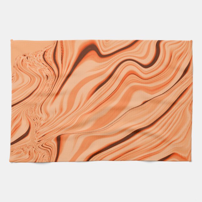 Ripples in shades of orange, curved brown cylinder tea towel (Horizontal)