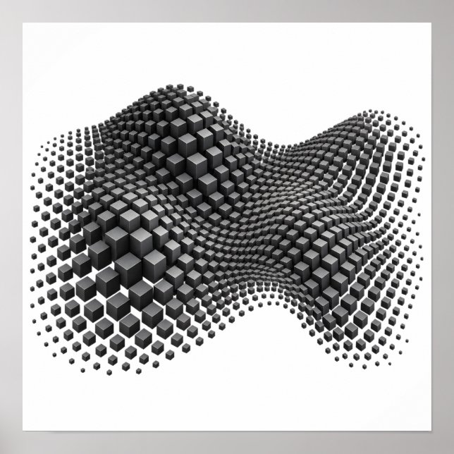 Rippling Metal Cube Wave Poster (Front)