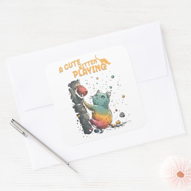 Risas Felinas Square Sticker (Envelope)