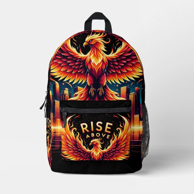 Rise Above Phoenix Printed Backpack (Front)