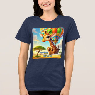 Rise Above the Stress Giraffe Hot Air Balloon Tri-Blend Shirt