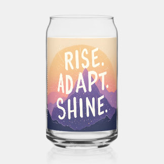 Rise Adapt Shine - Inspirational Mountain Sunrise Can Glass