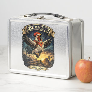 Rise and cluck -  metal lunch box