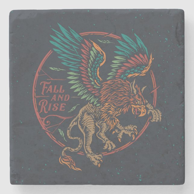 Rise and Fall of the Mythological Griffin Stone Coaster (Front)