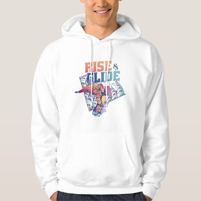 Rise And Glide Snowboard Adventure Art Hoodie (Front)