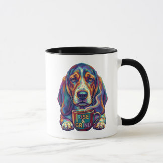 Rise and Grind Basset Hound Pop Art Coffee Mug