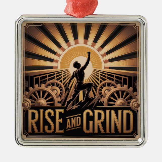 Rise And Grind Metal Tree Decoration (Front)