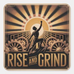 Rise And Grind Square Sticker