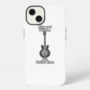 Rise and shine. it's guitar time. black and white iPhone 13 case