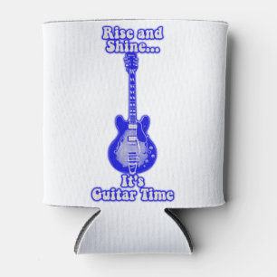 Rise and shine. it's guitar time.retro blue guitar can cooler