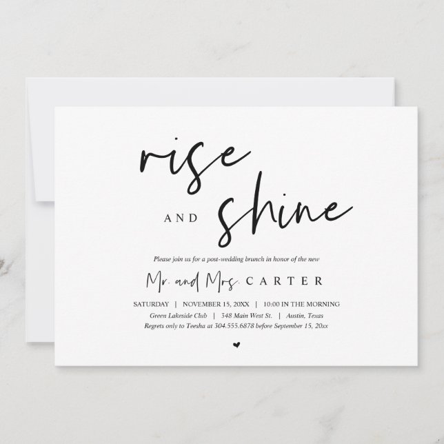 Rise and Shine, post wedding brunch celebration In Invitation (Front)