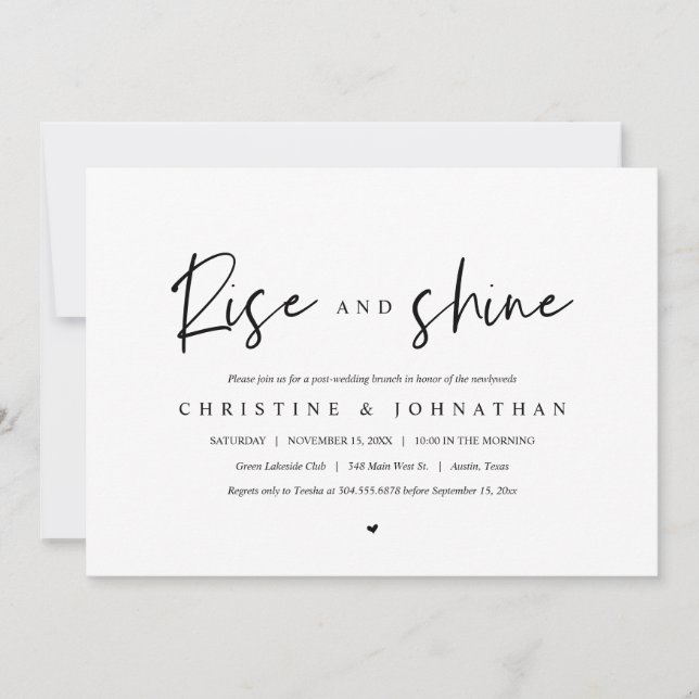 Rise and Shine, post wedding brunch celebration Invitation (Front)