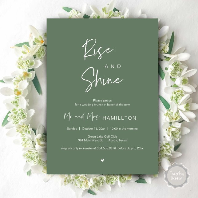 Rise and Shine, Post wedding Brunch Invitation (Rise and Shine, Post Wedding Brunch Invitation Card, PDF, in Forest Sage Green)