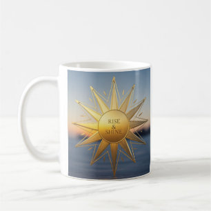Rise and shine sleek geometric gold star coffee mug