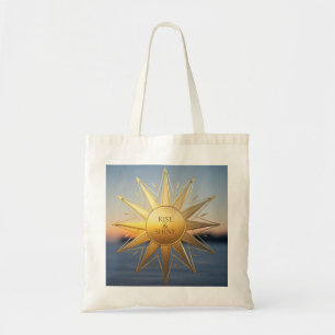 Rise and shine sleek geometric gold star tote bag