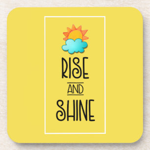 Rise and Shine Typography With Sun and Cloud Coaster
