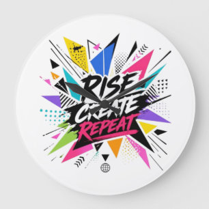 Rise Create Repeat Inspirational Motivational Quot Large Clock