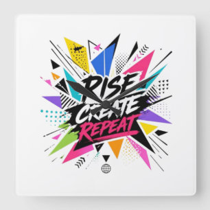 Rise Create Repeat Inspirational Motivational Quot Square Wall Clock