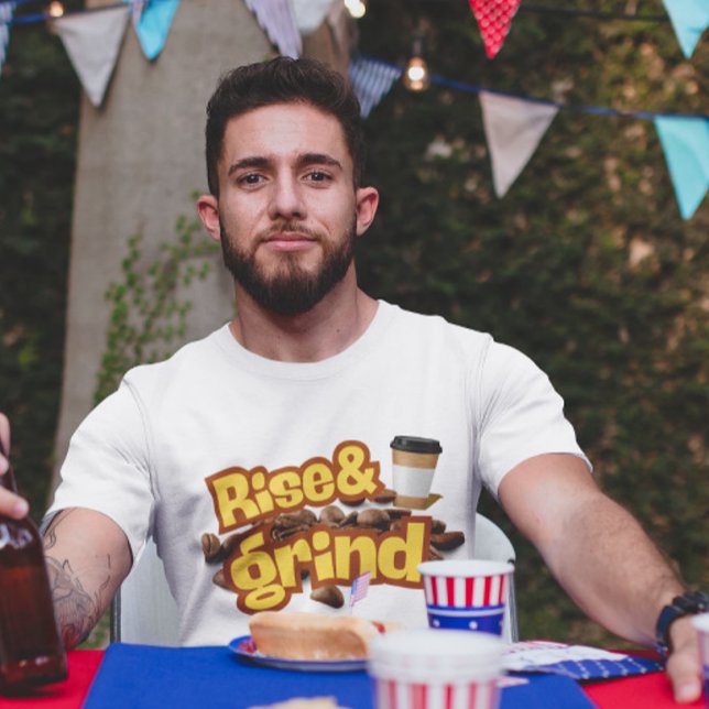 Rise & Grind Funny Coffee Quote Design T-Shirt (Creator Uploaded)