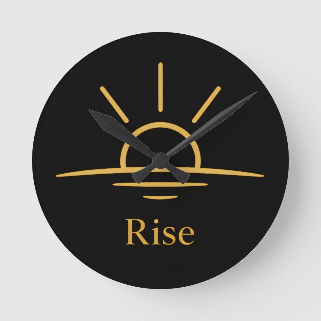 Rise — Minimalist Sunrise Round Clock (Front)